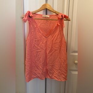 MICHAEL KORS Grommet Neck Tie Sleeveless Blouse - Peach / Coral - Large